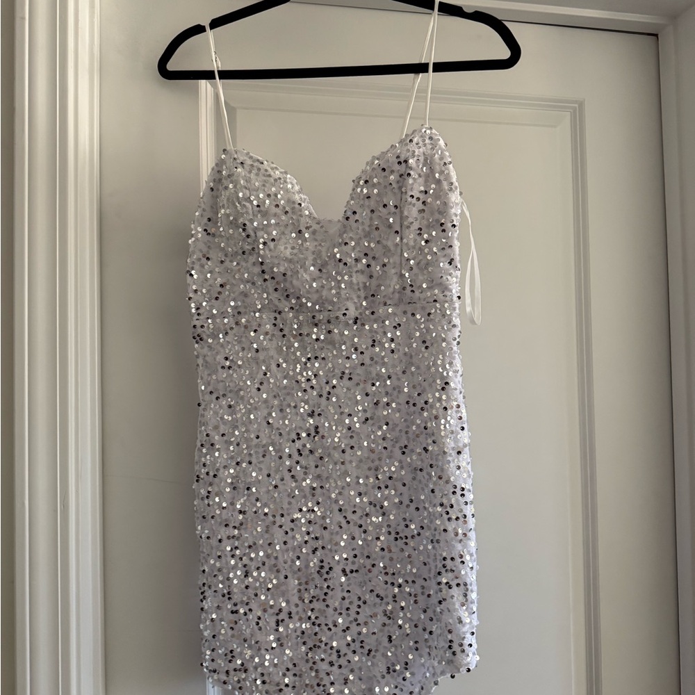 Selfie Leslie White Sequin Mini Dress
